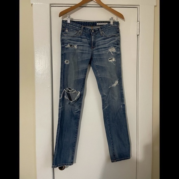 Adriano Goldschield Straight Distressed Jeans 28R - Picture 1 of 9